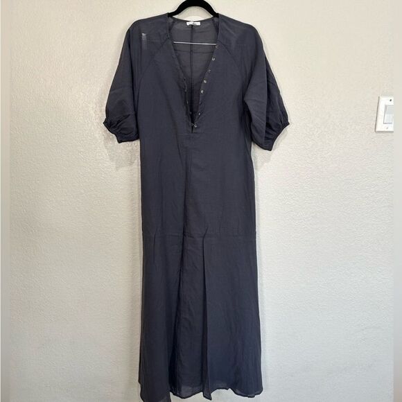 Johnny Was Calme Buttoned Raglan Dress In Graphite - Picture 2 of 3